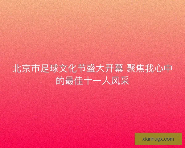 北京市足球文化节盛大开幕 聚焦我心中的最佳十一人风采 北京市足球文化节盛大开幕 聚焦我心中的最佳十一人风采