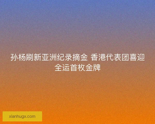 孙杨刷新亚洲纪录摘金 香港代表团喜迎全运首枚金牌